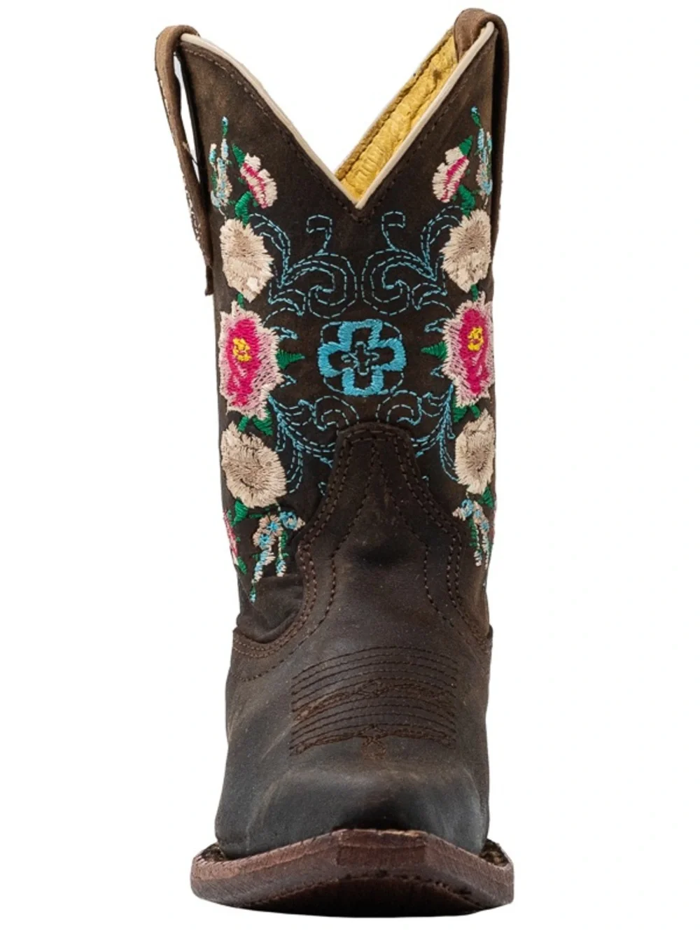 Kemo Sabe Girls Leather floral brown boots  size 2